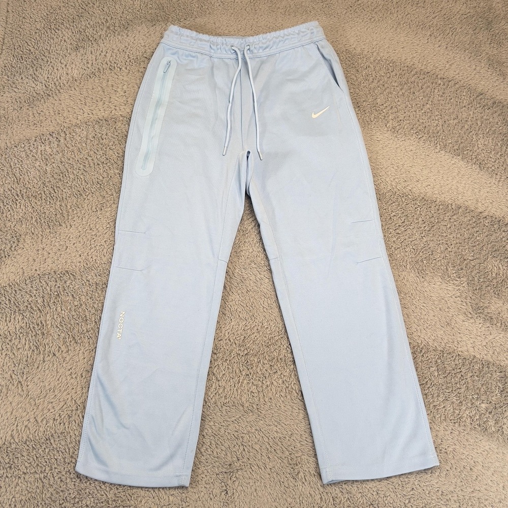Nike NOCTA Sweatpants Mens M Light Blue Fleece Zip Pocket Straight FD8461-480